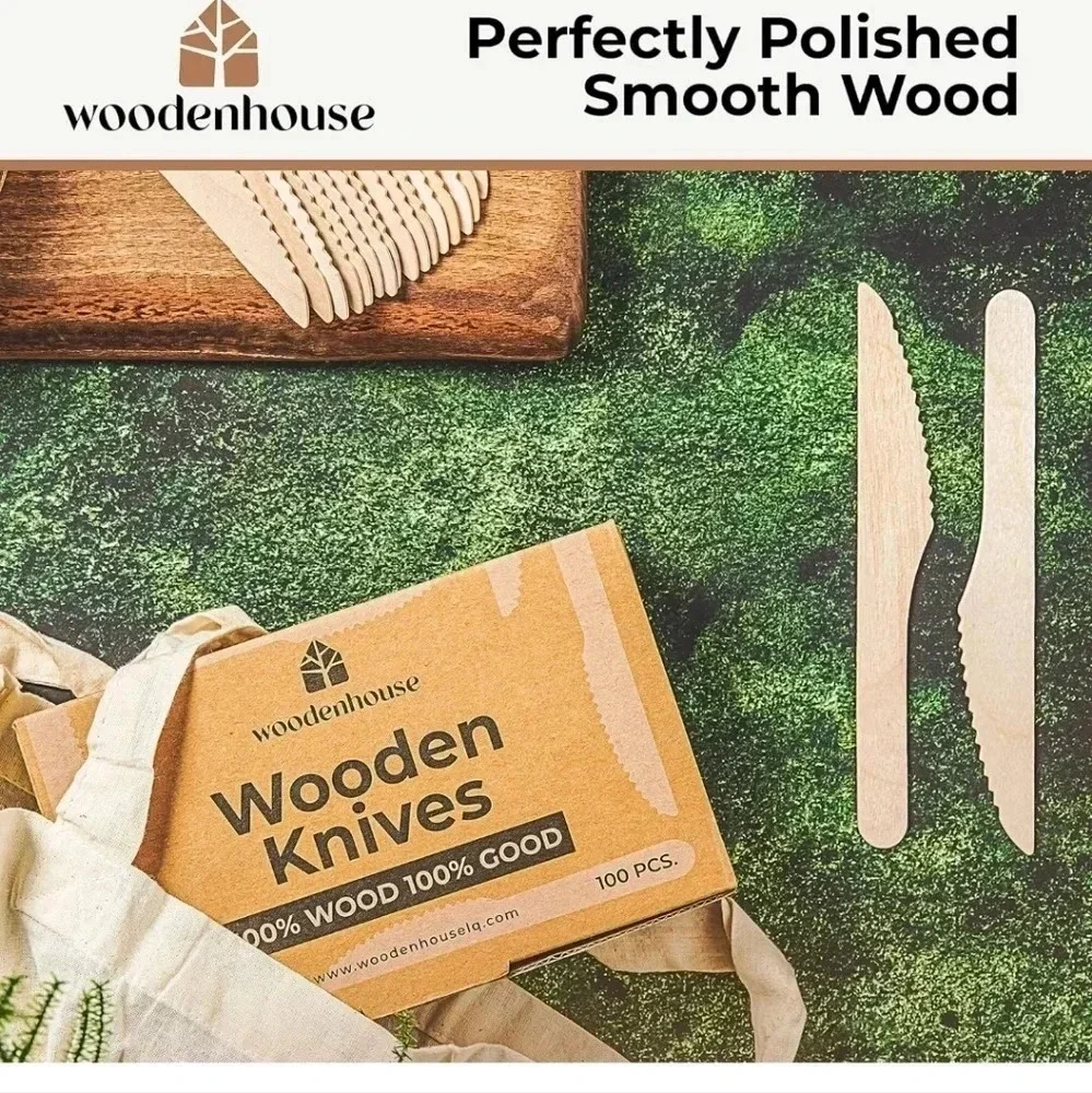 Disposable Wooden Knives Set of 250 Pcs